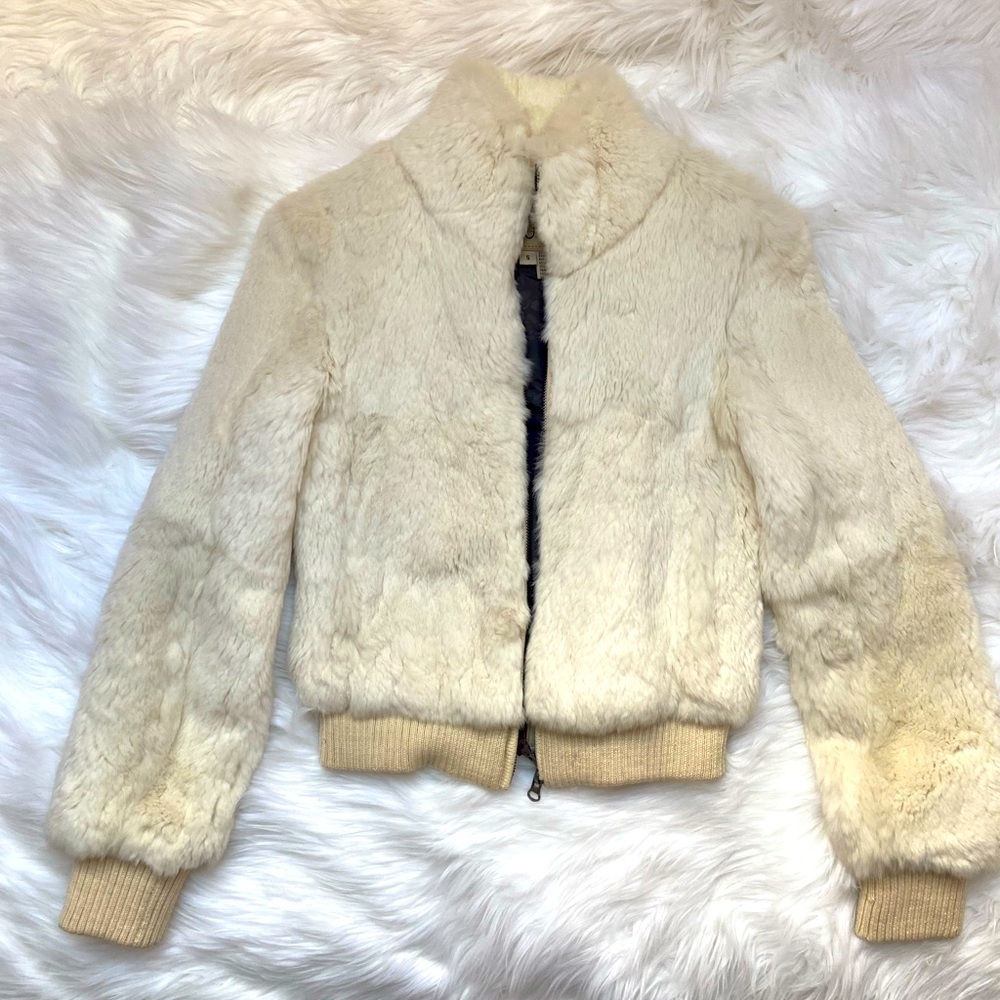REAL RABBIT FUR BOMBER JACKET BY JUNE